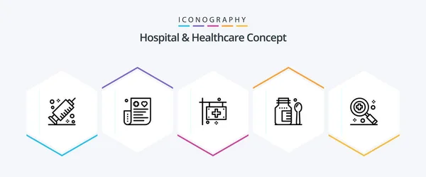 Hospital Healthcare Concept Line Icon Pack Including Medical Care Hospital — Stockvector