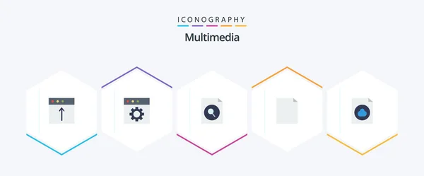 Multimedia Flat Icon Pack Including File File Document Page — Vettoriale Stock