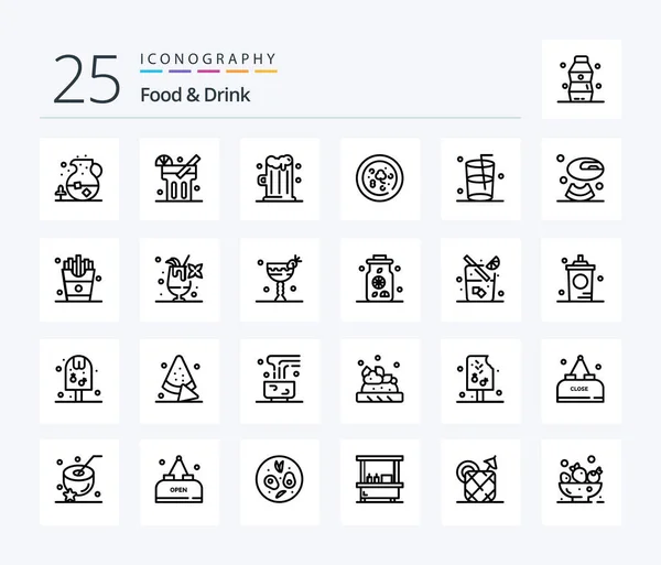 Food Drink Line Icon Pack Including Glass Drink Food — Archivo Imágenes Vectoriales
