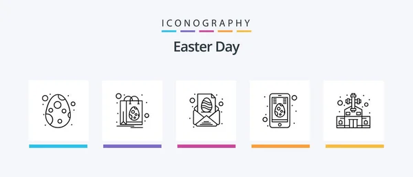 Easter Line Icon Pack Including Baby Egg Celebration Easter Egg — Stock vektor