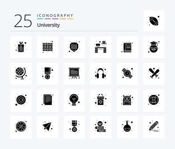 University Solid Glyph Icon Pack Including Education Table Book Study — 图库矢量图片