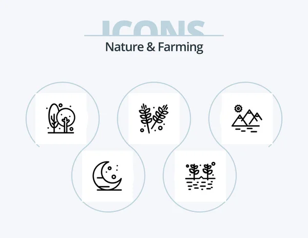 Nature Farming Line Icon Pack Icon Design Grains Farming Gardening — Stock Vector