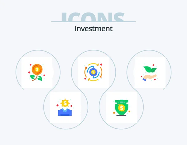 Investment Flat Icon Pack Icon Design Investment Transfer Budget Processing — Stock Vector
