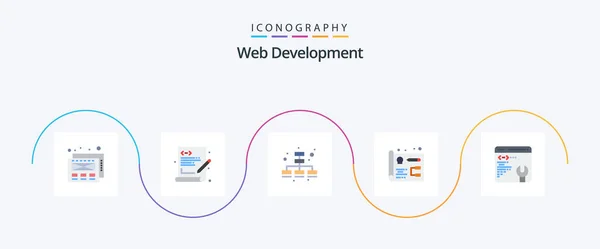 Web Development Flat Icon Pack Including Web Setting Development — Wektor stockowy