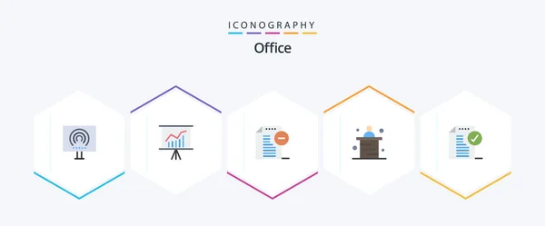 Office Flat Icon Pack Including Approve Office Presentation Marketing Office — Stock vektor