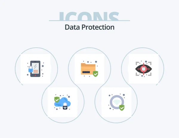 Data Protection Flat Icon Pack Icon Design Security Security Scan — Stock Vector
