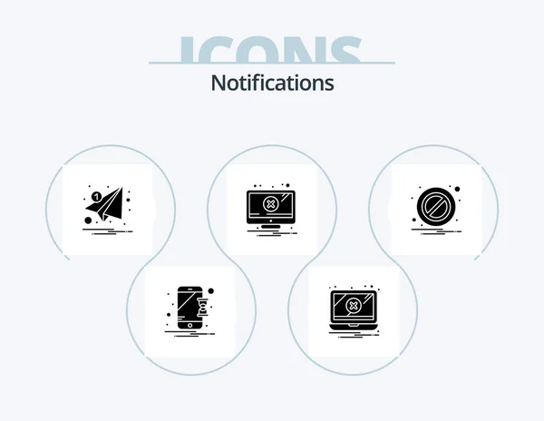 Notifications Glyph Icon Pack Icon Design Block Notification Email Error — Stok Vektör