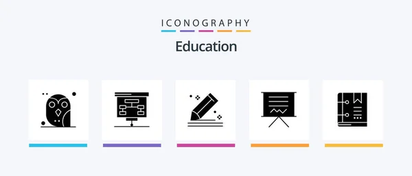 Education Glyph Icon Pack Including Education Board Statistics Blackboard Sketch — Stockvektor