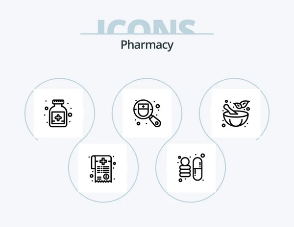 Pharmacy Line Icon Pack Icon Design Light Bulb Supplies Drug — Stockvektor