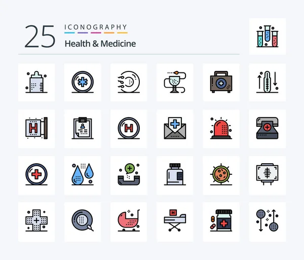 Health Medicine Line Filled Icon Pack Including Health Disease Medical — Stockvektor