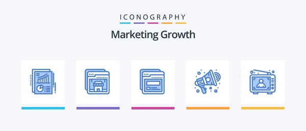 Marketing Growth Blue Icon Pack Including Advertisement Speaker Page Marketing — Stok Vektör