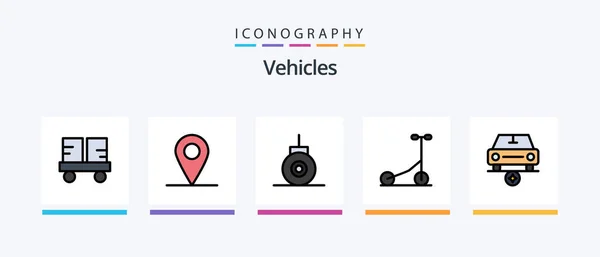 Vehicles Line Filled Icon Pack Including Howitzer Yacht Setting Vehicles — Stock vektor