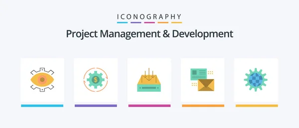 Project Management Development Flat Icon Pack Including Container Mail Capital — Archivo Imágenes Vectoriales