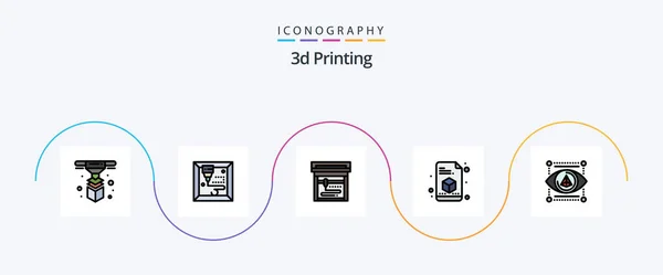 Printing Line Filled Flat Icon Pack Including Model Gadget — Image vectorielle
