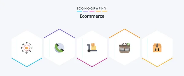 Ecommerce Flat Icon Pack Including Ecommerce Ecommerce Box Shopping — Vetor de Stock