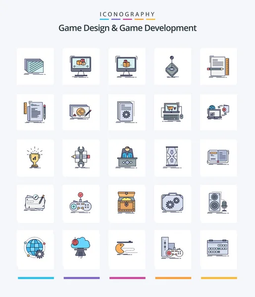 Creative Game Design Game Development Line Filled Icon Pack Gaming — Vettoriale Stock