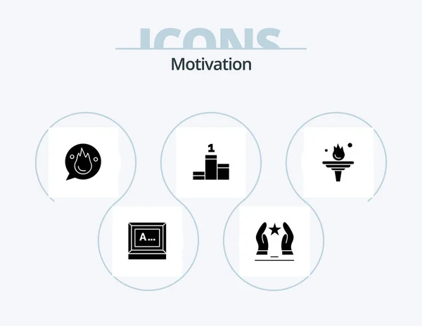 Motivation Glyph Icon Pack Icon Design Career Success Star Position — Stockvektor
