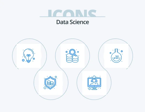 Data Science Blue Icon Pack Icon Design Education Recovery Start — Wektor stockowy