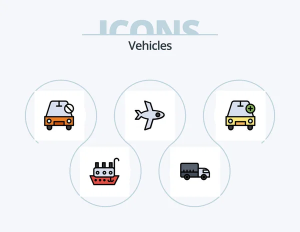 Vehicles Line Filled Icon Pack Icon Design Car Transport Bridge — стоковый вектор