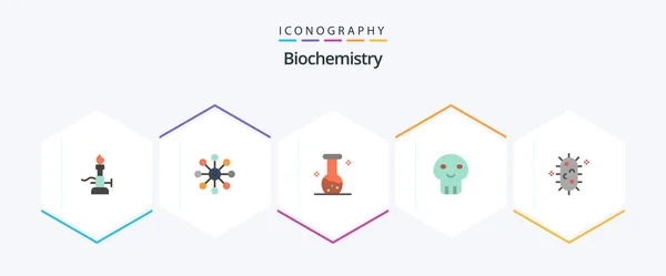 Biochemistry Flat Icon Pack Including Bacteria Dangerous Chemistry Danger Chemistry — Image vectorielle
