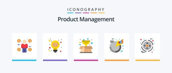 Product Management Flat Icon Pack Including Business Management Box Descriptions — Stockvector