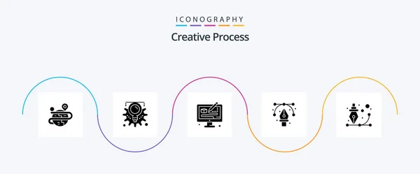 Creative Process Glyph Icon Pack Including Creative Graphic Creative Drawing — Vettoriale Stock