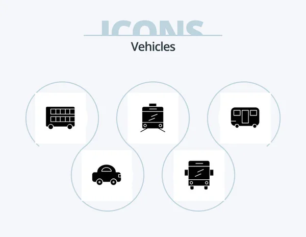 Vehicles Glyph Icon Pack Icon Design Wagon Trailer Decker Caravan — Stock Vector