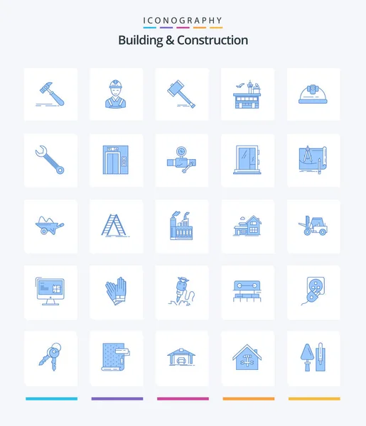 Creative Building Construction Blue Icon Pack Airport Law Construction Hammer — Vetor de Stock