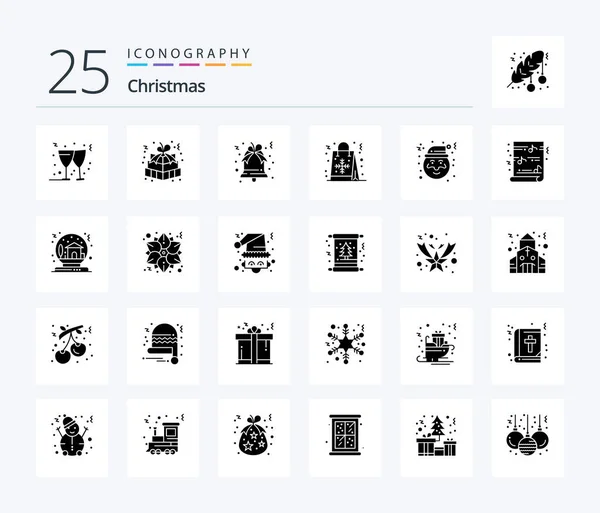 Christmas Solid Glyph Icon Pack Including Claus Snow Bell Shopping — Archivo Imágenes Vectoriales