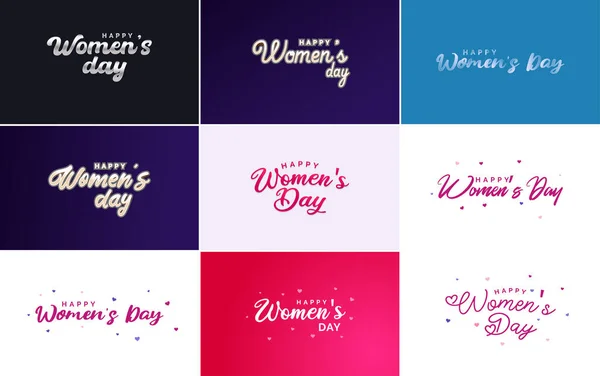 Abstract Happy Women Day Logo Love Vector Design Pink Purple — Vector de stock