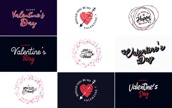 Happy Women Day Lettering Typography Poster Heart International Woman Day - Stok Vektor