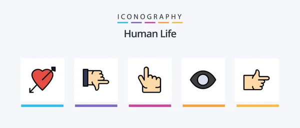 Human Line Filled Icon Pack Including Vote Heart Left Forefinger — Διανυσματικό Αρχείο