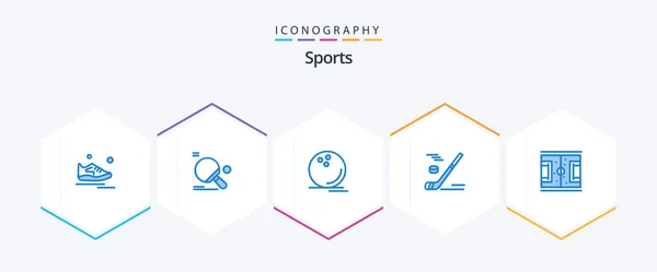 Sports Blue Icon Pack Including Ice Watchkit Table Tennis Ball — Stok Vektör