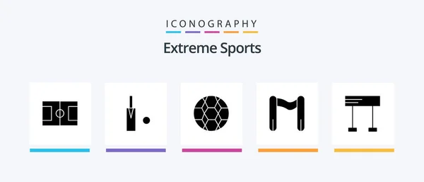 Sport Glyph Icon Pack Including Race Soccer Line Start Creative — Stockvector