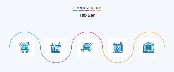 Tab Bar Blue Icon Pack Including Enterprise Burger Building Picture — Image vectorielle