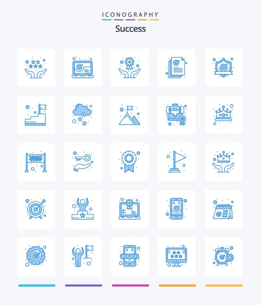 Creative Sucess Blue Icon Pack Accept Document Date Checked Winning — Stok Vektör