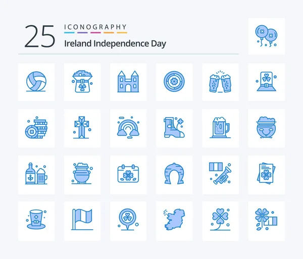 Ireland Independence Day Blue Color Icon Pack Including Beer Circle — Vetor de Stock