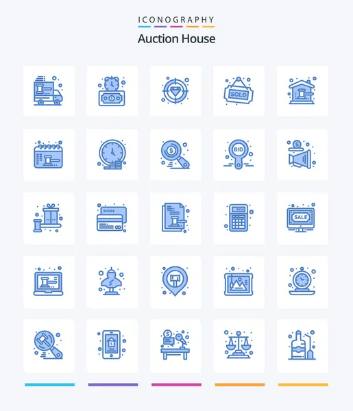 Creative Auction Blue Icon Pack Auction Property Stopwatch House Target — стоковый вектор