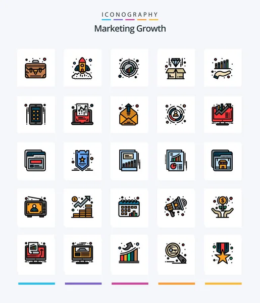 Creative Marketing Growth Line Filled Icon Pack Business Diamond Chart —  Vetores de Stock