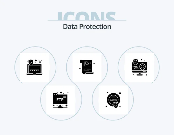 Data Protection Glyph Icon Pack Icon Design Interaction Action Security — Vector de stock