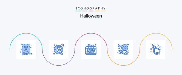 Halloween Blue Icon Pack Including Gallows Holiday Calendar Halloween Candy — Stok Vektör