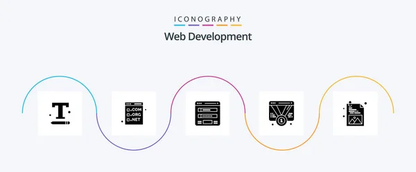 Web Development Glyph Icon Pack Including Promotion Badge Development Web — Stockvektor