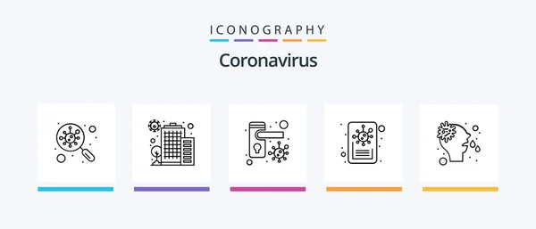 Coronavirus Line Icon Pack Including Infected Area Building Allergy Virus — Stockový vektor