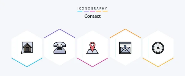 Contact Filledline Icon Pack Including Email Contact Contact Communication Map — стоковый вектор