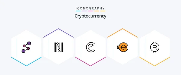 Cryptocurrency Filledline Icon Pack Including Coin Crypto Currency Energy Coin — Image vectorielle