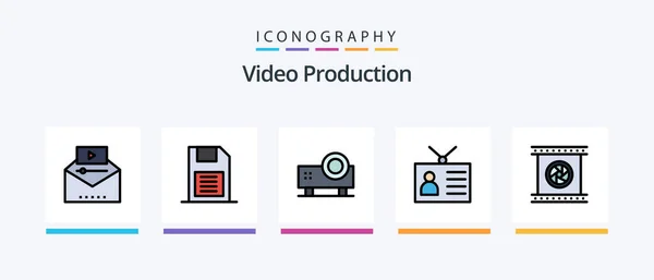 Video Production Line Filled Icon Pack Including Message Envelope Email — Wektor stockowy
