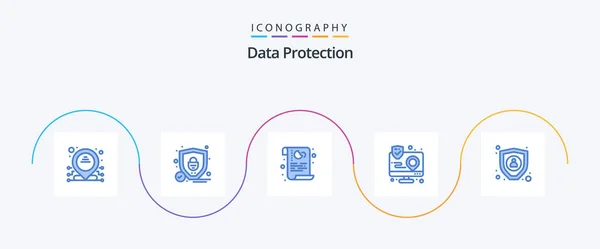 Data Protection Blue Icon Pack Including Encryption Map Policy Interface — Archivo Imágenes Vectoriales