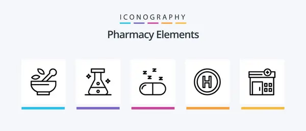 Pharmacy Elements Line Icon Pack Including Pills Medical Medical Health — Vettoriale Stock