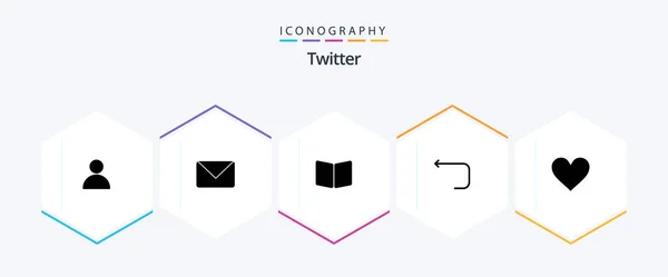 Twitter Glyph Icon Pack Including Love Back Book Loop Arrow — Vector de stock