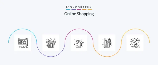Online Shopping Line Icon Pack Including Cyber Monday Present Hot — Wektor stockowy